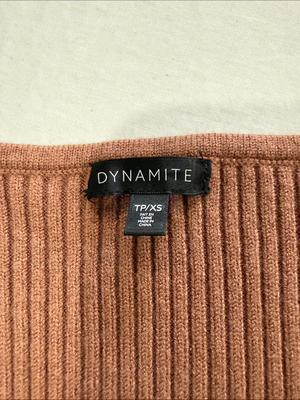 Dynamite Ribbed Square-Neck Long Sleeve Top — Rust - Picture 2 of 2